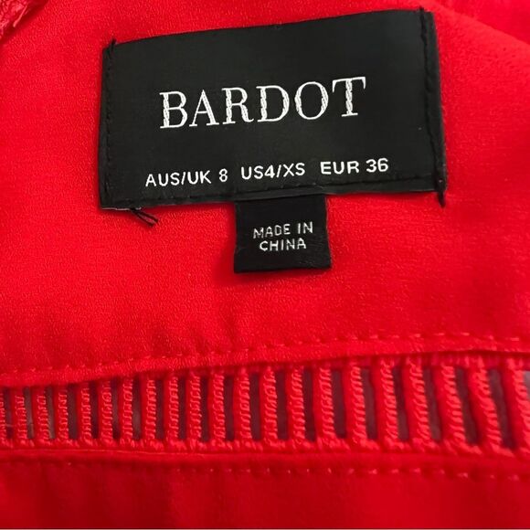 Bardot Red Satin Pleated Lattice Gown Midi Maxi Dress Size 4 Formal - Picture 13 of 13